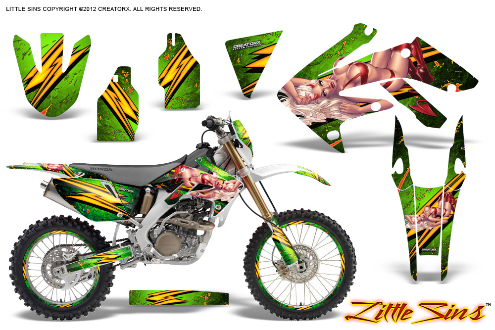 Honda CRF 250X 04-12 Graphics Kit Little Sins Green NP Rims